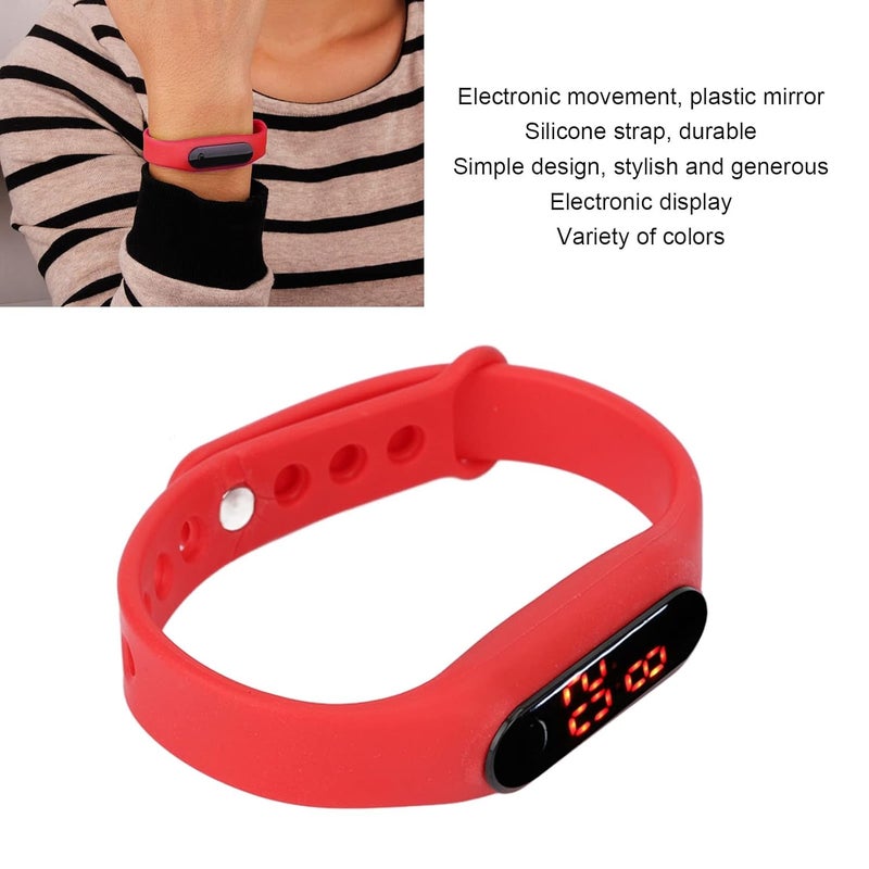 woobles Fashion Digital Watch Minimalist Sports Wrist Watch Rubber Bracelet Watches for Boys Girls Men Womens(Red) - Image 2